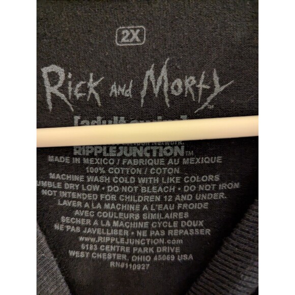 Rick And Morty Men's Black Teddy Rick Crew Neck Short Sleeve T Shirt Size 2XL - Picture 4 of 4